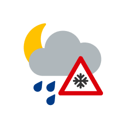 Nacht: Regenschauer, örtlich gefrierend